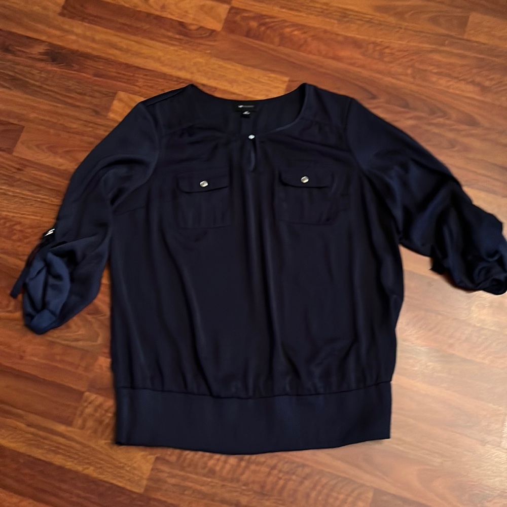 Silky navy blue blouse